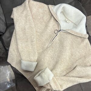 Cozy Beige Quarter-Zip Sweater